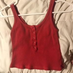 brandy melville button up red crop top